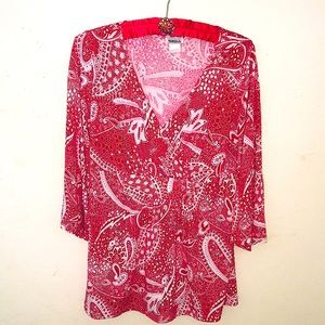 5/$25 THRILL BOHO BLOUSE SIZE L red and white